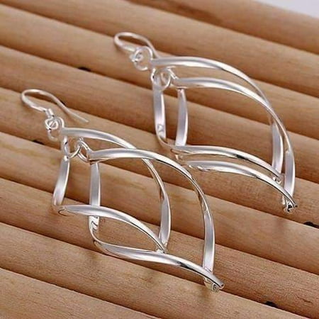 Braid Silver Earrings - ON SALE - Sterling Silver Interlocking Diamond Spirals Earrings Silver
