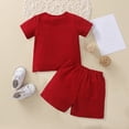 thumbnail image 4 of HBFAGFB Suits for Boys Summer Casual Shorts Set Simple Tops Home Wear Vacation Going Out Red Size 74, 4 of 4