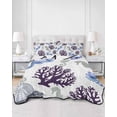 thumbnail image 2 of Full Size Quilt Bedding Set, Seahorse Coral Coastal Reversible Summer Quilt 3 Pieces, Nautical Summer Beach Ocean Sea Lightweight Bedspreads Coverlets with 2 Pillow Shams for All Seasons, 2 of 5