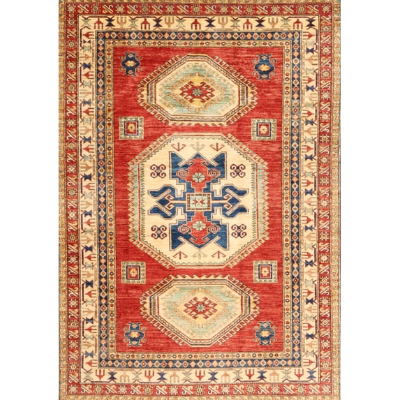 Ahgly Company Machine Washable Indoor Rectangle Traditional Grapefruit Red Area Rugs, 7' x 9'
