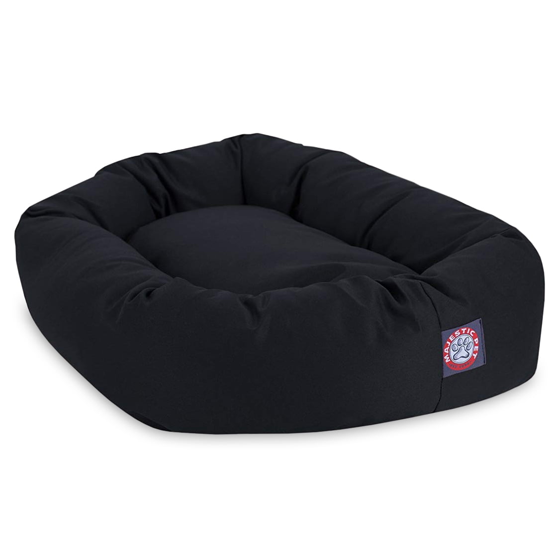 Majestic Pet Poly/Cotton Bagel Pet Bed for Dogs, Calming Dog Bed Washable, Small, Black