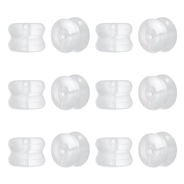 12 piezas Respaldos para Aretes, Kit de Reemplazo de Respaldos de Aretes de Silicona Clara para Asegurar Aretes para Studs y Aretes Caídos para Mujeres y Hombres, Claro