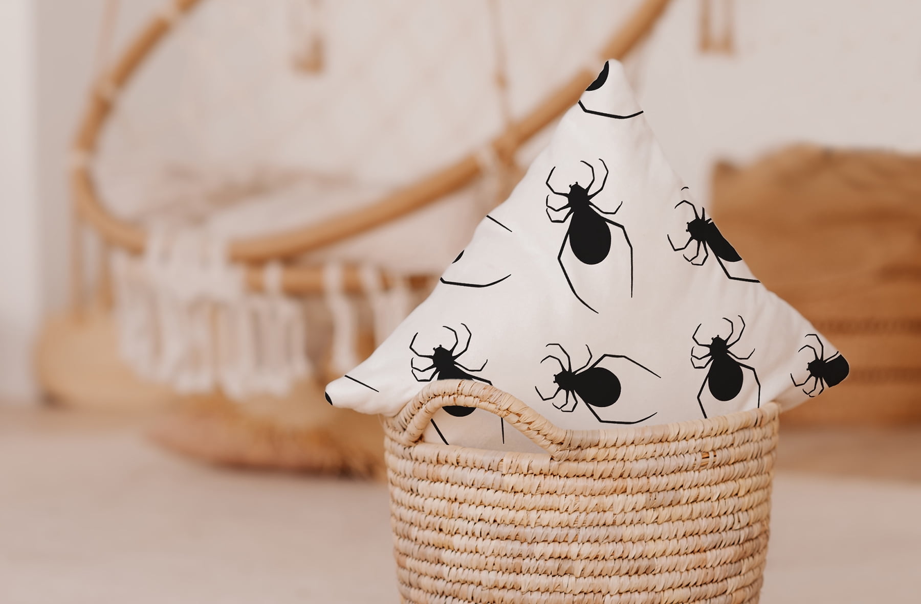 Simply Daisy 16" x 16" Crawling Spiders Decorative Throw Pillow, White