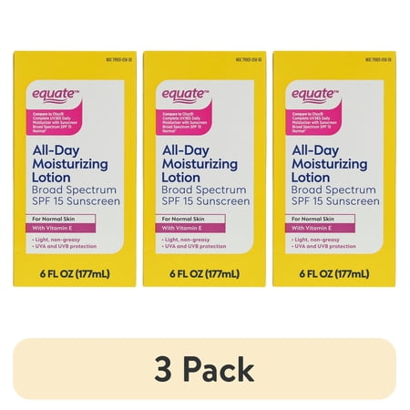 (3 pack) Equate All-Day Moisturizing Lotion with SPF 15 Broad Spectrum Sunscreen, 6 fl oz
