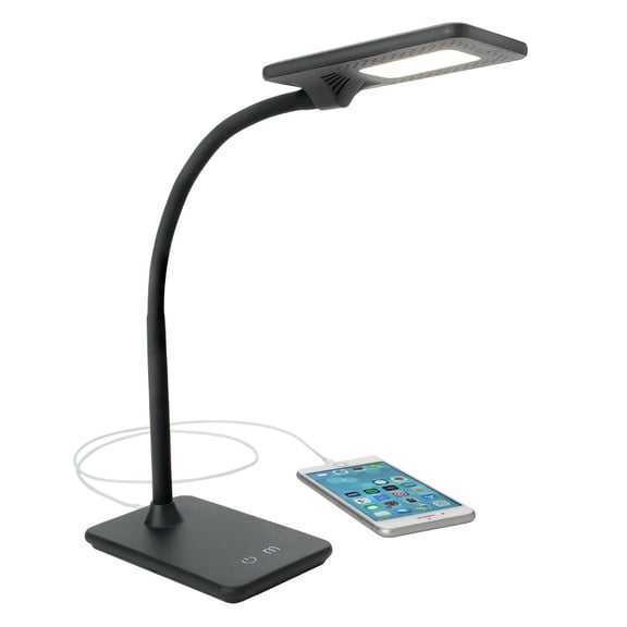 Newhouse Lighting LED Full Feature Desk Lamp with Dimming, Color Change Option and USB Port for Device Charging