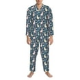 thumbnail image 3 of Naloa Cute Rabbit Floral Men’s Pajamas Set - Long Sleeve Button Down Sleep Shirt and Pajama Bottoms Sleepwear Set-XX-Large, 3 of 7