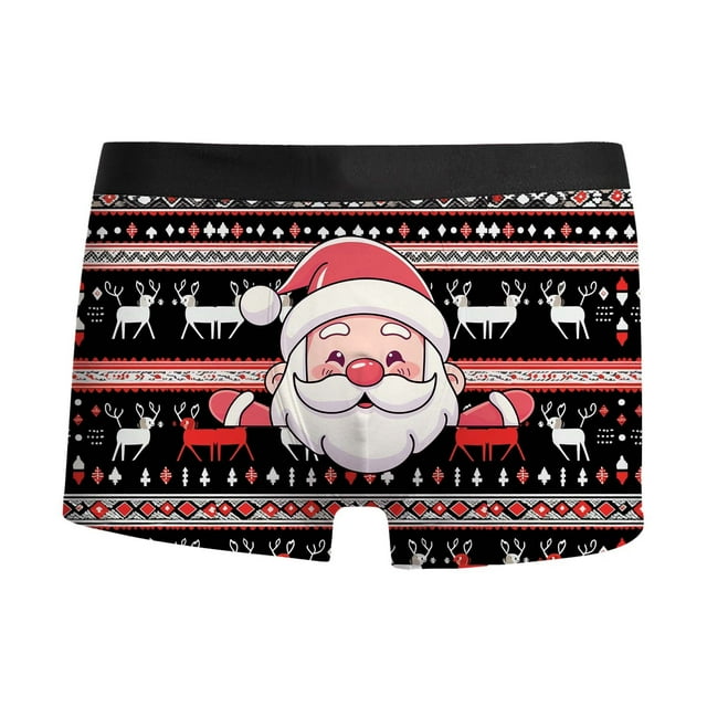 Mens Briefs 2x Brief Mens Underwear Large Anatomical Underwear Adult Christmas Printed Breathable And Comfortable Inner Mid Rise With Waist Boyshort Underwea Black M