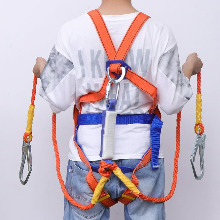 5 Point unisex Polyester Safety Harness, Outdoor Climbing Harness Safety Belt Rescue Rope Anti Falling Full Body Electrical Work Safety Belt, Size