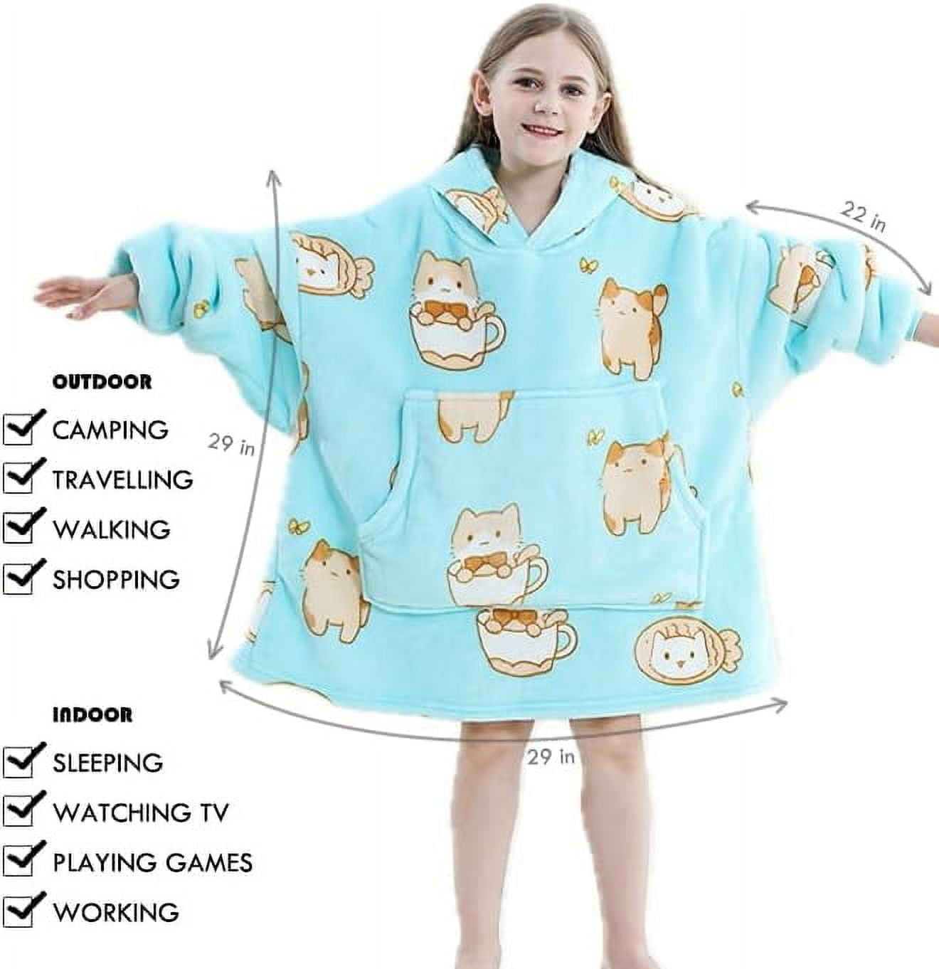 Moderong Wearable Blanket Hoodie Oversize Sherpa Fleece Hooded Blanket for Adults and Kids Snuggie Sweatshirt for Women Men