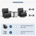 thumbnail image 4 of INTER HUT Urban Anvil Metal 3 PCS Outdoor Bistro Set, Bistro Table and Swivel Chairs Set for 2, Black/Gray, 4 of 10