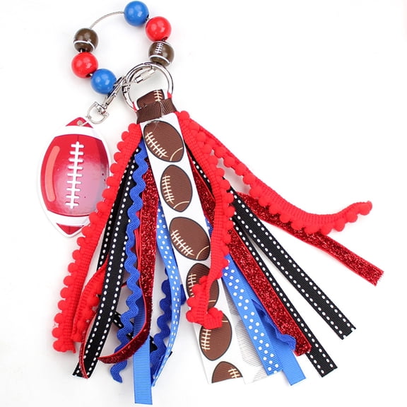 Game Day Keychain Accessory With Sports Charm And Stylish Ribbon Detail For Hand Bags Hanging Ornament