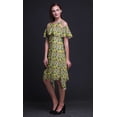 thumbnail image 2 of Bimba Robe Tunique Midi à Manches Flottantes Imprimé Géométrique Vert Épaules Dénudées pour Femmes - Très Grande Taille, 2 of 6