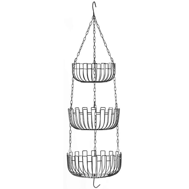 Cesta De Frutas Colgante Multicapa Cesta De Almacenamiento Multiusos Para El Hogar Cesta De Flores Colgante Plato De Frutas Colgante Duradero Con Gancho Para Utensilios De Cocina De Frutas Y Verduras Inevent HA021317-00