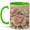 Green, variant on Vintage Peony Flower Coffee Mug, Pink Cream Botanical Floral Illustration Design, 11 oz Ceramic Cup