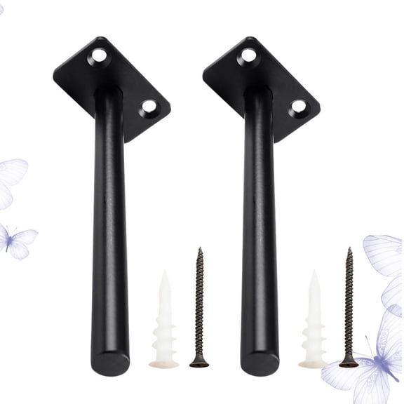 LEORX 6Pcs Black Shelf Bracket Heavy Duty Wall Mounted for Bathroom Storage