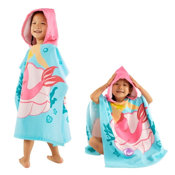 Usaibhir Hooded Kids Beach Towels - Toddler Bath Towel Girls Boys Swim Cover-ups for Ages 3 to 7 Kids Pool Towels Quick Dry Lightweight Soft Microfiber Poncho 23.6x47.2 inch