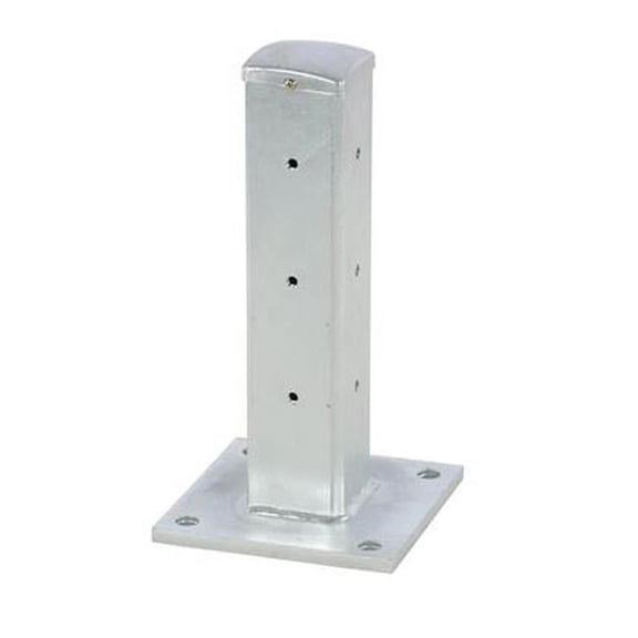 Vestil GR-F2R-BO-TP18-HDG 18 in. Galvanized Steel Rigid Tube Post Bolt-On Style for 2 Ribbed Guard Rails - Gray