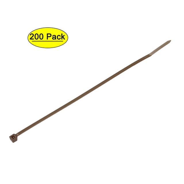 Unique Bargains 200pcs Cable Zip Ties, 6 Inch x 0.1 Inch Self-Locking Nylon Tie Wraps Brown