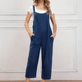 thumbnail image 2 of QATAINLAV Jumpsuits for Women Dressy Casual Loose Overalls Jumpers Sleeveless Wide Leg One Piece Pant Summer Solid Color Rompers with Pockets Lightning Sale Navy L, 2 of 6