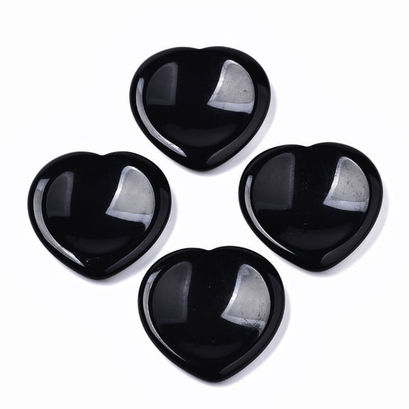 5pcs Natural Obsidian Thumb Worry Stone Pocket Palm Stones for Healing Reiki Stress Relief Heart Shape 39~40x39~40x5~6mm