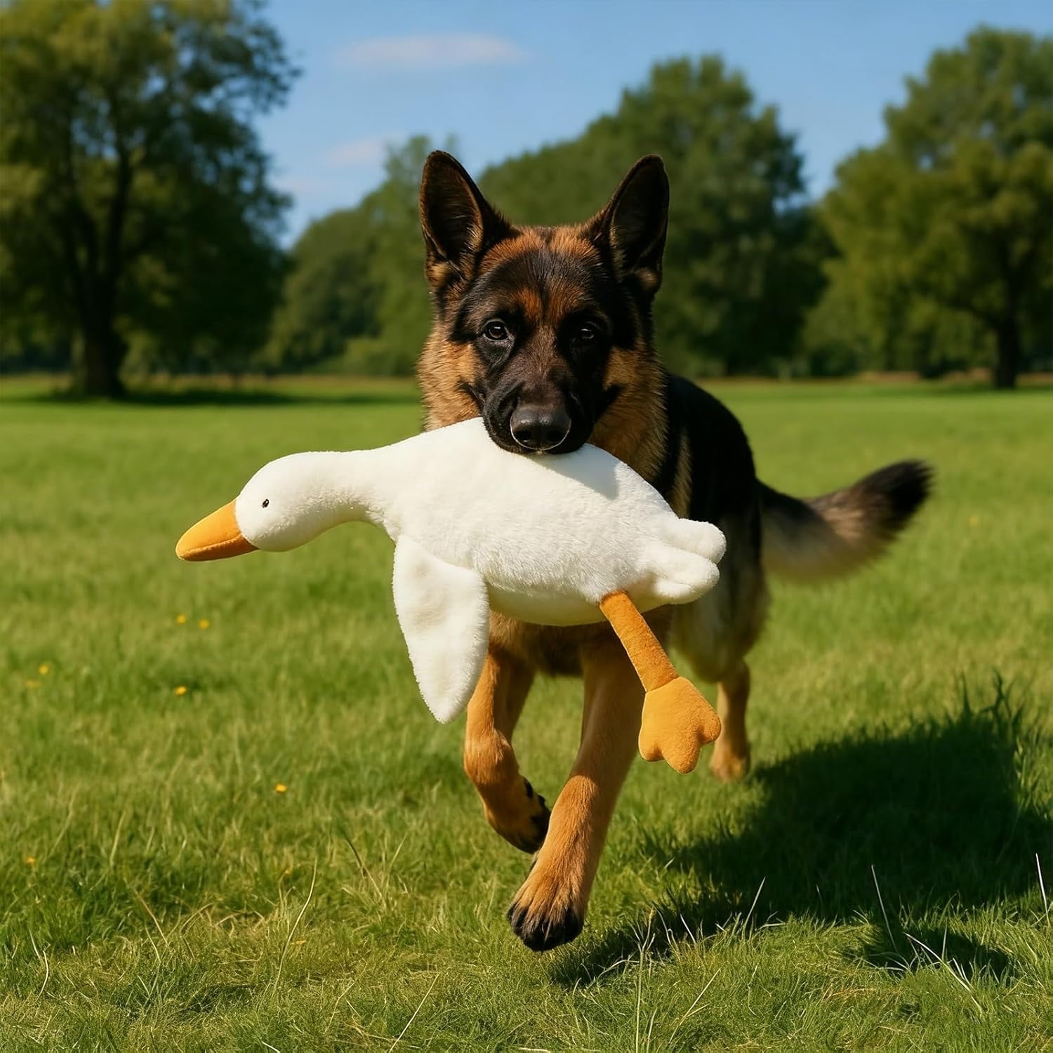 Specollect 2 Pcs Realistic White Dog Toy with Squeaky Quack Sound, Soft Chew Interactive Plush for Indoor Play, Calming Puppy Senior Pet Toys 90cm