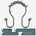 thumbnail image 3 of Shower Curtain Hooks, OEH Shower Curtain Rings, Bronze Shower Curtain Hooks Rust Proof, Smooth Gliding Metal Shower Curtain Rings Rust Proof, Double Shower Hooks for Shower Curtain, 12 Pcs, Bronze, 3 of 7