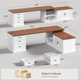 thumbnail image 2 of 70.9" Farmhouse L Shaped Computer Desk with 3 Drawers and Storage Cabinet for Home Office, Study Writing Table with Storage Shelves, 2 of 7