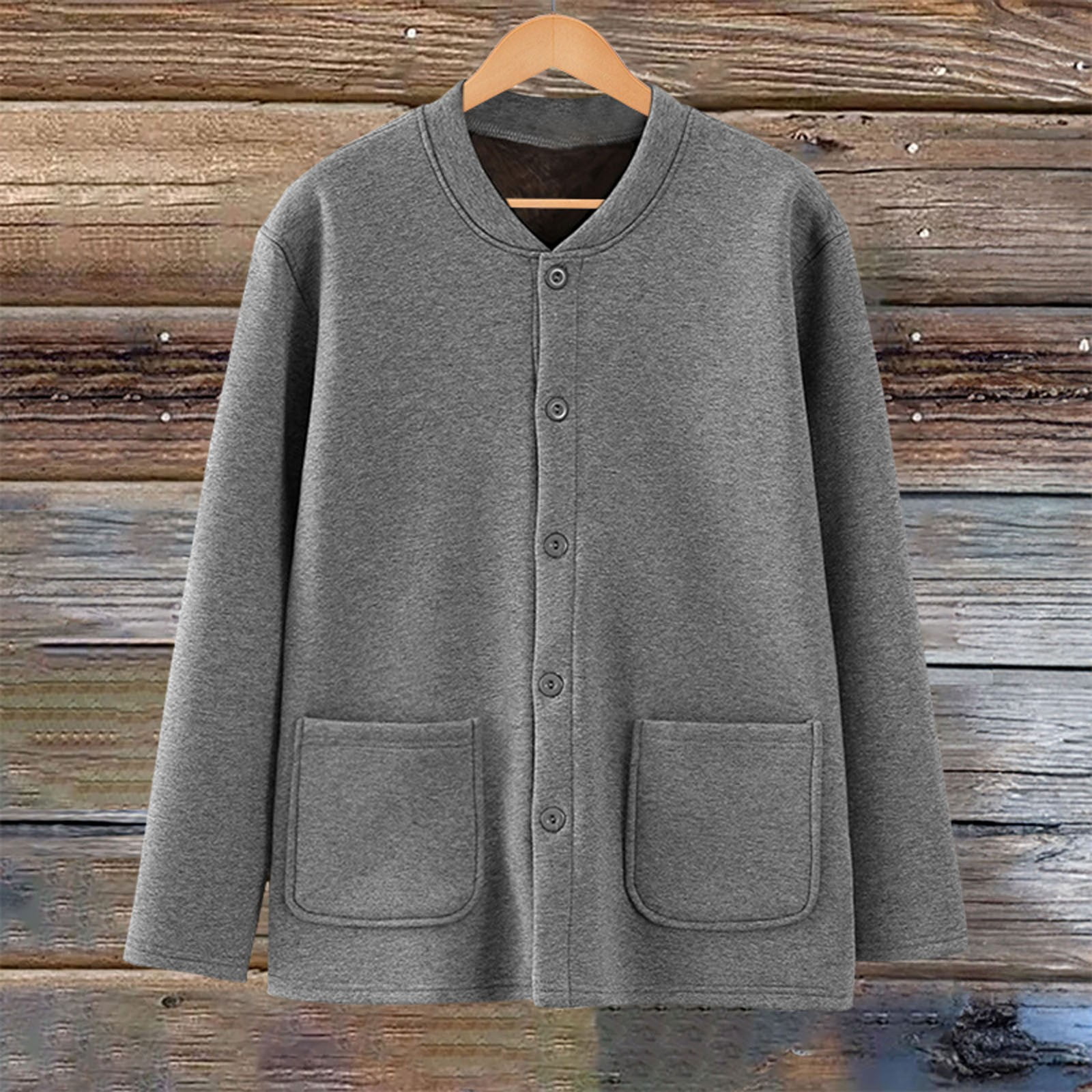 ZICTH Cardigans for Women Solid Color Fleece Jacket Snap Front