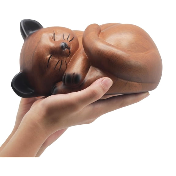 Sleeping Cat Pet Urn for Ashes, Cremation Memorial Keepsake , Resin Urn for Cats and Dogs, 8.5x7x4.5in