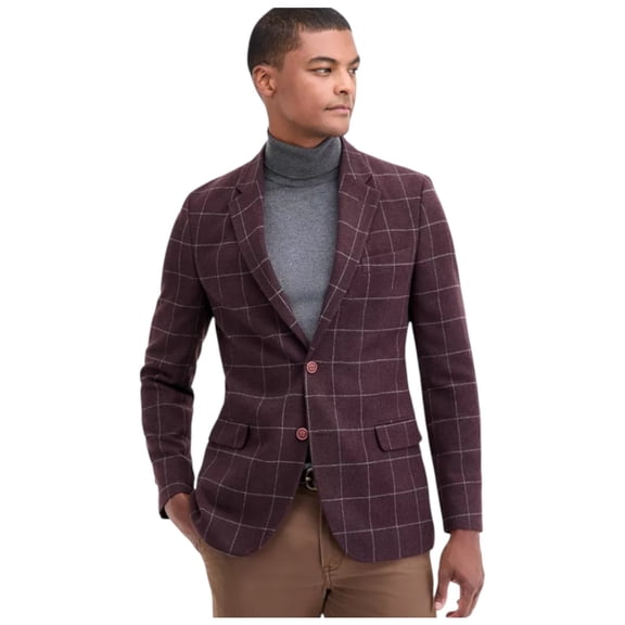 Nautica Mens Modern fit Sport Coat Blazer 36 R Red Check