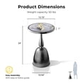 thumbnail image 5 of 24/7 Shop At Home Enric Modern Metal Accent Side Table with Round Tabletop, Living Room End Table, Black with Faux Marble, 5 of 10