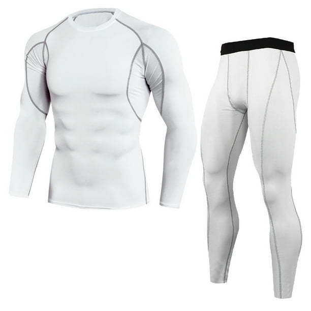 Sonducket Conjuntos de ropa interior térmica de invierno para hombre, Calzoncillos largos a prueba de viento, mallas elásticas de manga larga, traje para conjuntos de ropa Blanco SG Sonducket AP013580-12