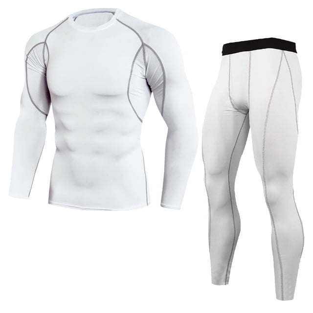 Qarigey Conjuntos de ropa interior térmica de invierno para hombre, Calzoncillos largos a prueba de viento, mallas elásticas de manga larga, traje para conjuntos de ropa Blanco SG Qarigey AP013580-12