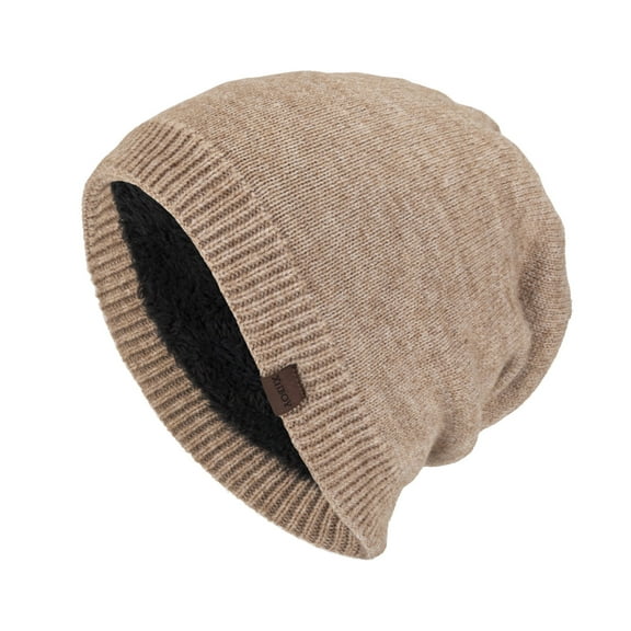 Bibifish Womens Ribbed Knit Slouchy Beanie Hat Lined Soft Warm Stretchy Hat Cold Weather Daily Casual Wear Cozy Trendy Hats