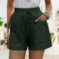 thumbnail image 4 of Women Drawstring Shorts High Waist Casual Loose Wide Leg Lace Up Shorts with Pockets for Summer OD Green XXL, 4 of 6