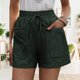 thumbnail image 4 of Pantalones cortos con cordón para mujer, cintura alta, informales, sueltos, pierna ancha, con cordones y bolsillos para verano, 4 of 6