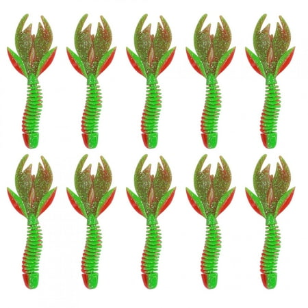 AR37 80mm 2.3g Fishing Soft Worm Bait Artificial Leaf Tail Simulation Lure Accessory5# Red Green