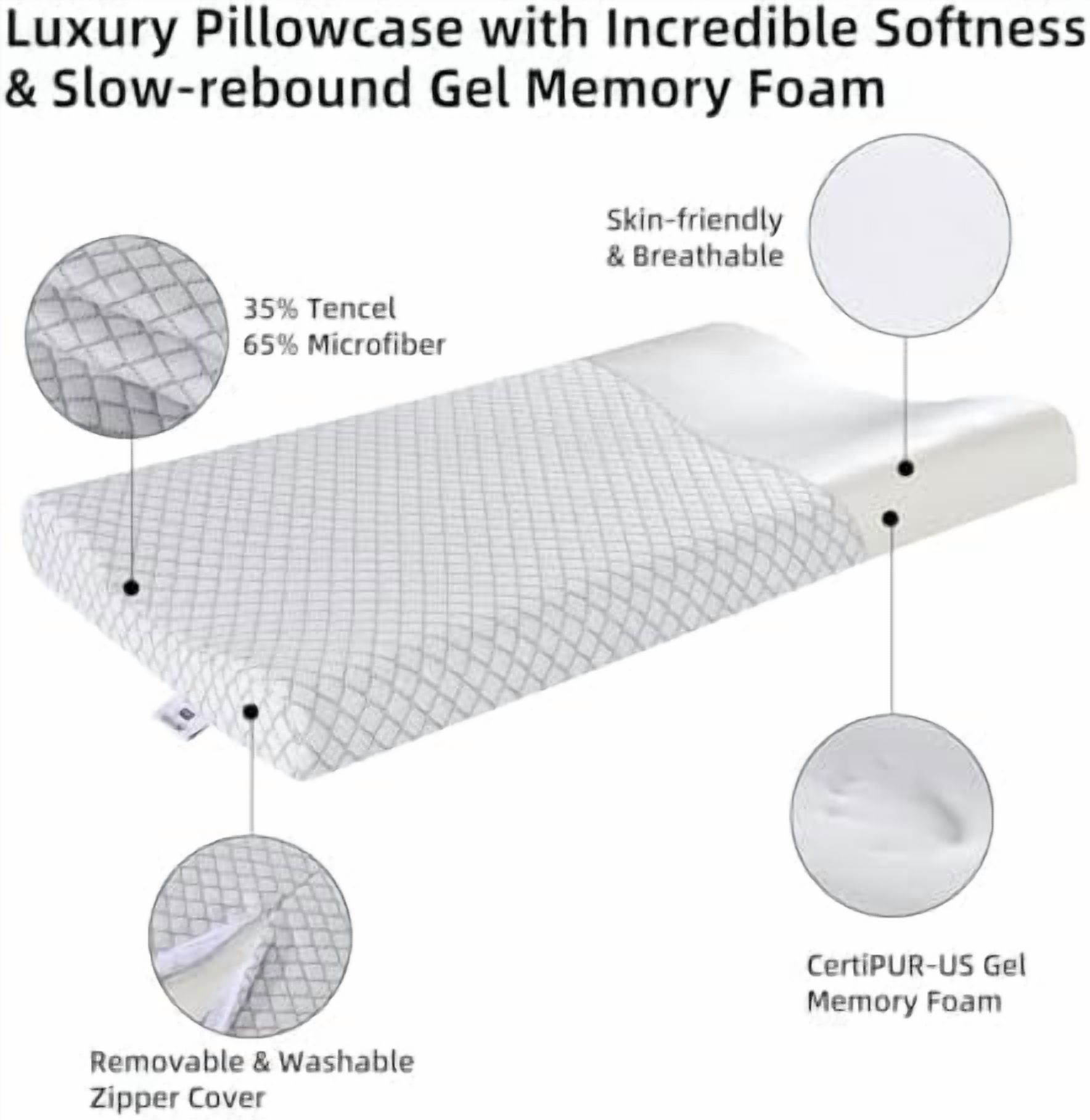 Slim Sleeper-Ultra Thin Memory Foam Pillow for Sleeping,Thin & Low Cervical Profile,Ultra Firm, for Neck Pain,Stomacher, Back and Side Sleeper, (White, 23.6x13.7x2.4/1.9 inch)