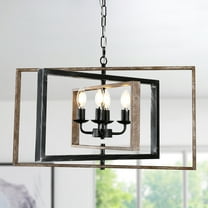 Bella Depot Industrial 4-Light Wood Chandelier Island Pendant Light