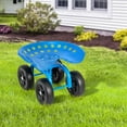 thumbnail image 4 of Topcobe Garden Rolling Workseat with 360° Swivel Seat and Adjustable Height, Outdoor Garden Carts-Blue, 4 of 10