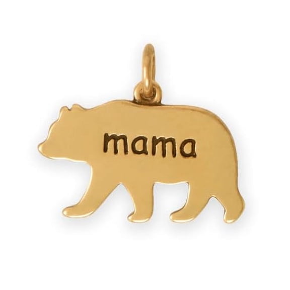 AzureBella Jewelry Mama Bear Charm Gold-plated Sterling Silver