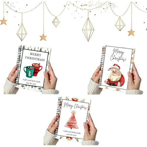 3Pcs Christmas Gift Card Book,Christmas Gift Card Holder Book Diy Spiral-Bound Merry Christmas College Survival Gift Card Book ,Greeting Cards Holder For Student Graduation Gifts
