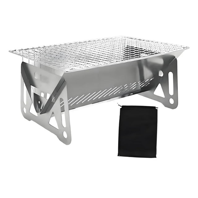 Parrilla de camping plegable, desmontable, resistente, para uso en exteriores, con accesorios, resistente, multiusos, portátil, con bolsa de