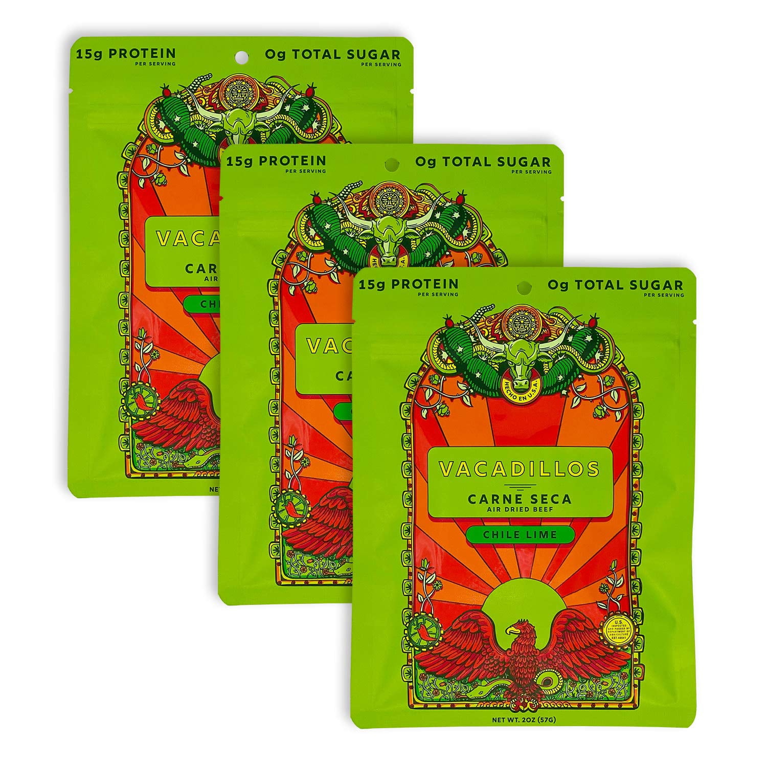 Jerky Snack Packs Carne Seca, Chile Lime 3-Pack