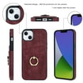 thumbnail image 2 of Compatible with iPhone 13 Mini Case Wallet with Card Holder, 360°Rotation Finger Ring Holder Kickstand Premium PU Leather Soft TPU Anti-Drop Back Phone Cover For iPhone 13 Mini, Winered, 2 of 10