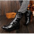 thumbnail image 7 of Santimon Men Boots Fashionable Motorcycle Boots Mid Calf Cowboy Boots Rough Black US 9, 7 of 7