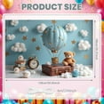 thumbnail image 2 of Cute Hot Air Balloon Banner Cartoon Design Teddy Bear Display Blue Tone Gold Star Starry Backdrop for Nursery Decoration Kids Room Decor Baby Shower, 2 of 9