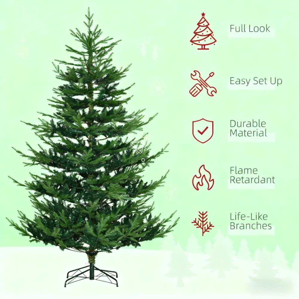 7.5ft Lush Nordic Pine Christmas Tree 1218 Tips Wide Shape Flame Retardant Indoor Holiday Decor