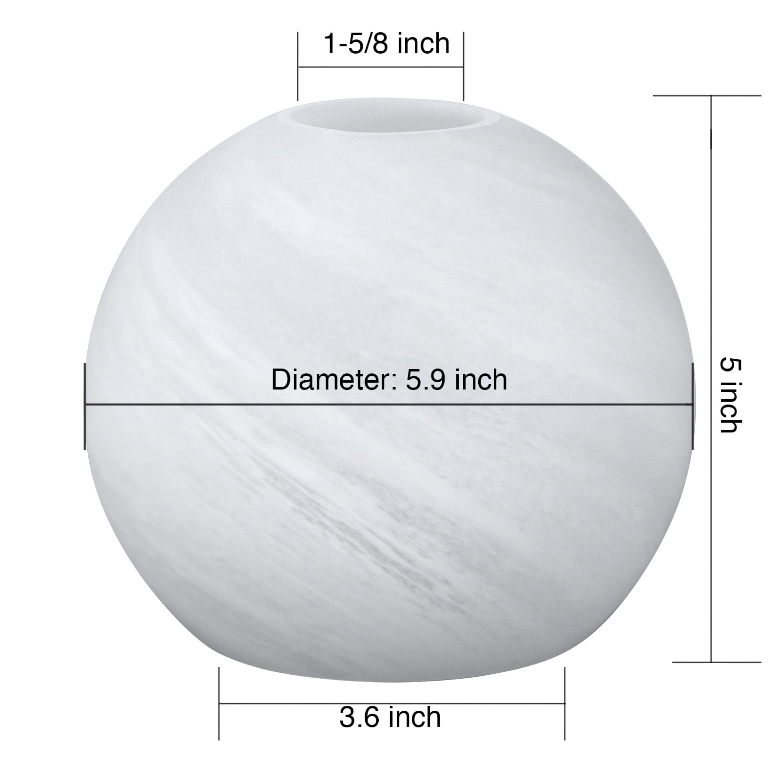GoldSwift Frosted White Alabaster Round Sphere Glass Lamp Shade Replacement Globe Cover for Lighting Fixture - 3 Pack, 5.9"W x 5"H, 1-5/8 Inch Fitter