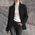 thumbnail image 2 of Women's Fleece Jacket Full Zip Long Sleeve Coat Stand Collar with Pocket,Lightweight Warm Fall Winter Daily Casual Comfy Wear,Black,XL, 2 of 5